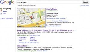 Coco's number 1 Google listing